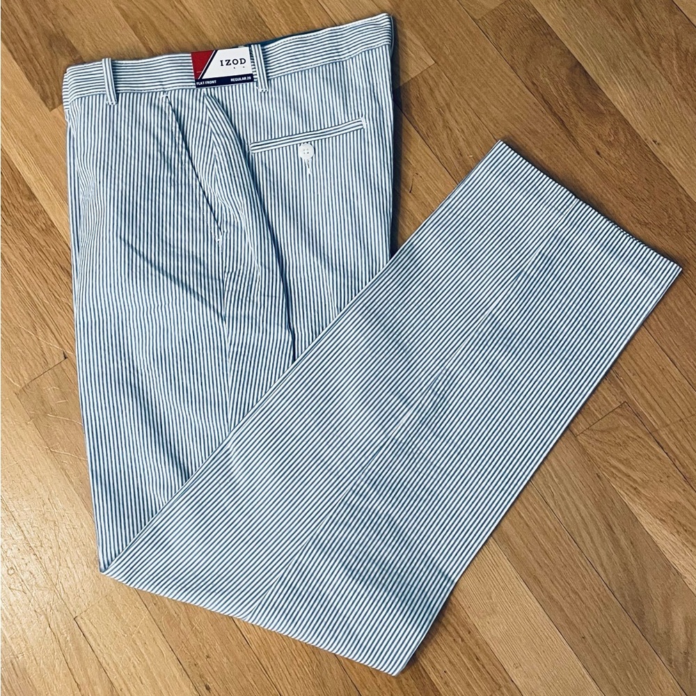 NWT/Size 20 Boys/Izod Seersucker Pants With Blue&White Stripe